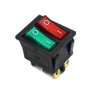Interruptor basculante doble for barco, modelo KCD3, 6 pines, encendido y apagado, con luz verde y roja, 20 A, 125 V CA, 10 unidades(Red Green)