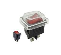 Interruptor basculante empotrable 19 x 13 mm, con cubierta impermeable, 2 polos (4 pines), color rojo (1)