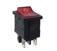 Interruptor basculante empotrable, rojo, 19 x 13 mm, interruptor de dispositivo, dimensiones del marco 21 x 15 mm, 6 A, 250 V ~ 4 pines, iluminado