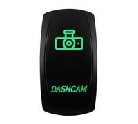 Interruptor basculante for Coche y Barco, 12V/24V, Impermeable, Led Verde, SPST DPDT 20A, for camión ARB/CARLING/NARVA/4x4 JCB(Dashcam)