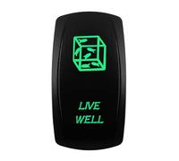 Interruptor basculante for Coche y Barco, 12V/24V, Impermeable, Led Verde, SPST DPDT 20A, for camión ARB/CARLING/NARVA/4x4 JCB(Live Well)