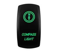 Interruptor basculante for Coche y Barco, 12V/24V, Impermeable, Led Verde, SPST DPDT 20A, for camión ARB/CARLING/NARVA/4x4 JCB(Compass Light)