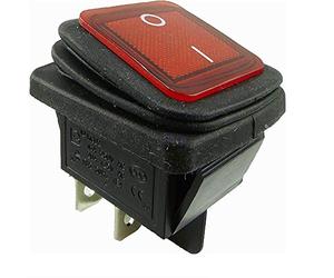 Interruptor basculante impermeable de 2 polos (4 pines) EIN-AUS 250 V 16 A, rojo iluminado (1)
