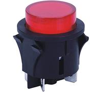 Interruptor basculante, interruptor de botón rojo con luz 4 pines 15A 250V redondo eléctrico 28 * 23,2 mm PS18-16-2