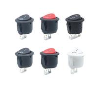 Interruptor basculante KCD1 ON/OFF 2 pines 3 6A 250V 10A 125V plástico redondo (rojo/negro/blanco) 1/5/10 Uds(ON-OFF White 2PIN,5PCS)