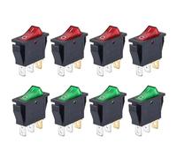 Interruptor basculante KCD3 de 8 piezas, 3 pines, 2 posiciones, encendido y apagado, para barco, con luz, 20 A/125 V(8pcs green red)