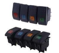 Interruptor basculante KCD4, botón de interruptor basculante marino for barco y coche, lámpara de luz LED de 12V y 220V, interruptor DPST de encendido y apagado de 4 pines(Green Light,12-24V)