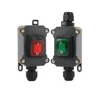 Interruptor basculante marino impermeable con caja de conexiones exterior LED, cable de alimentación en línea, IP65, 12 V/24 V/220 V(Double red 220V,1 PCS)
