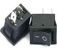 Interruptor basculante, Microinterruptores basculantes KCD1-101 de 2 pines, 15 x 21 mm, color negro, 6 A-10 A, 250 V, 10 unidades