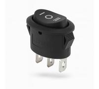 Interruptor basculante ON/OFF/ON ovalado negro de 3 pines - 6 A 250 V ~ encastre, apertura de montaje 23 × 13 mm, 3 pines, para electrónica, coche, industria y bricolaje