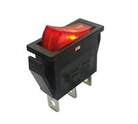 Interruptor basculante para coche (12 V, 16 A, 3 pines), color rojo, iluminado encendido/apagado, con fijación de marco de chupito, dimensiones del marco: 32 x 14 mm