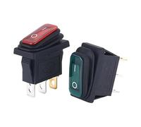 Interruptor basculante rectangular KCD3 de 3 pines, 12 V, 220 V, luz LED, 20 A, encendido/apagado, IP67, for tablero de coche, tipo de envío: 1 unidad, 5 unidades(Red,5PCS_12V)