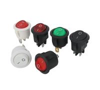 Interruptor basculante redondo de encendido/apagado coche iluminado LED 12V 24V / 6A 250V / 10A 125V 2/3/4PIN interruptor 20MM 1 Uds(3Pin black ON-OFF)