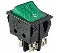 Interruptor Basculante Verde Conmutador Pulsador con Conexión por Tornillo, Interruptor de Dispositivo 4 Pines 16 A 250 ~ LED Iluminado