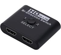 Interruptor bidireccional HDMI 4K divisor 4K, 2 x 1/1 x 2 HDMI 2.0, conmutador de cable, amplificación de señal, conversión multipantalla para pantalla LCD, reproductor de DVD, PS4, Xbox, cámara