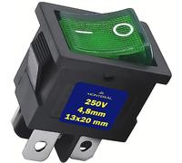 Interruptor Bipolar Verde Luminoso 250V 6A Fastons 4,8mm Cuerpo Negro Garantía de 10 Años - MONTERAL