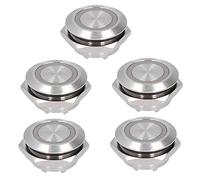 Interruptor botón momentáneo de 5 piezas, interruptor encendido arranque redondo acero inoxidable Restablecimiento automático LED Indicadores táctiles de botón toque corto (AC220V Blue)