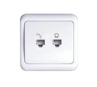 Interruptor combinado blanco con diseño alemán, ideal para controlar luces y accesorios eléctricos en hogar u oficina.