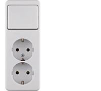 Interruptor combinado Hager Berker de doble toma de corriente para montaje en superficie - 61402649