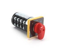 Interruptor combinado universal de contacto plateado con leva y manija roja, 10 A, 1, 0, 2, 3 posiciones, 4 polos, 16 terminales, HZ5B-10/D1050.4