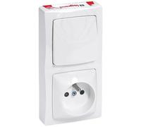 Interruptor con 2P+T montaje vertical completo Aparamenta saliente - blanco