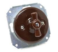 Interruptor conmutador empotrable, porcelana marrón, 10A, 250V, sin marco, ideal para controlar circuitos eléctricos en interiores.