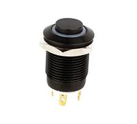 Interruptor de 12 mm, anillo ojo ángel momentáneo, luz LED iluminada a prueba agua, interruptor botón pulsador anodizado(High head-Black housing)