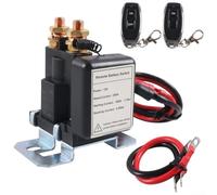 Interruptor de apagado de batería de control remoto de 12 V con corriente continua de 200 A para uso en coche y cortacésped, incluye 2 controles remotos y construcción de bobina de cobre