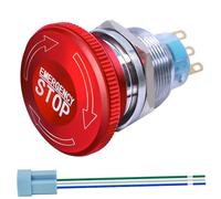 Interruptor de apagado de emergencia de 16 mm con bloqueo de metal, dispositivo de bloqueo automático de acero inoxidable con cabeza plana para panel de control, contactor