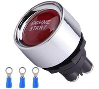 Interruptor de arranque de 12 V 50 A con iluminación LED, botón de presión para coche, barco, camión, resistente al agua, reinicio automático, ABS ignífugo, rojo/azul (rojo)