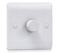 Interruptor de atenuación LED universal, 1 banda de 2 vías (3-150 W), encendido y apagado giratorio, compatible con bombillas LED regulables, halógenas, incandescentes, diseño moldeado blanco