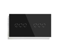 Interruptor de atenuación táctil, atenuador Led de 1 vía, 220V, interruptor de luz de pared, Panel de cristal, función de memoria de retroiluminación azul(Double Dimmer Black)