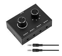 Interruptor de audio de 4 puertos, conmutador de audio de 3,5 mm, selector de audio AUX estéreo, 4 entradas 1 salida/1 entrada y 4 salidas de audio, caja de conmutación de audio