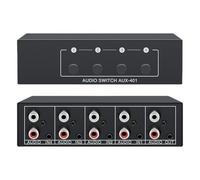 Interruptor de audio, interruptor de audio AUX, RCA L/R Audio Switch 4 (1)-In-1(4)-Out, interruptor de audio RCA, 3,5 mm divisor de audio para auriculares, fono, altavoces