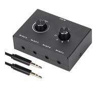 Interruptor de audio pasivo de 3,5 mm, Plug and Play, tamaño pequeño con perilla selectora de 4 canales, buena calidad, buena calidad, buena