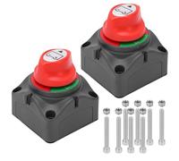 Interruptor de Batería: 2 Piezas Interruptores Impermeables para Batería, Interruptor Aislante de Batería para Coche, Camión, Barco, Yate, Autocaravana, Moto (Negro)