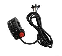 Interruptor de bicicleta eléctrica 4 en 1 para scooter eléctrico, faro para botón de control de señal de giro, interruptor de manillar impermeable 3 A 12 V CC con cables azules, amarillos y verdes