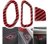 Interruptor de bloqueo de puerta de fibra de carbono botón guantera cubierta de interruptor para Chevrolet Corvette C7 Z06 Z51 ZR1 Stingray Grand Sport 2014 2015 2016 2017 2018 2019 Accesorios interiores (rojo 3PCS)