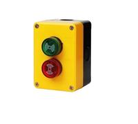 Interruptor de botón 2P con Control, caja impermeable de plástico amarillo, Control de perilla giratoria de reinicio momentáneo NO NC(Buzzer Light 12V)