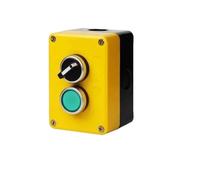 Interruptor de botón 2P con Control, caja impermeable de plástico amarillo, Control de perilla giratoria de reinicio momentáneo NO NC(2P Knob Reset)
