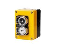 Interruptor de botón 2P con Control, caja impermeable de plástico amarillo, Control de perilla giratoria de reinicio momentáneo NO NC(Left Right Cover)