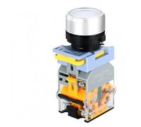 Interruptor de botón a prueba de agua con LED, interruptor de botón de encendido de bloqueo automático de reinicio momentáneo de 22mm con luz 12V 24V 220V 10A 2NO 2NC(WHITE,2NC_LOCKING_36V)