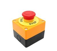 Interruptor de botón autoblocante con caja, cabeza de seta, señal roja, NO + NC, AC660V, 10A, parada de emergencia(Switch with box)