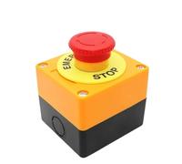 Interruptor de botón autoblocante con caja, cabezal tipo hongo, señal roja, NA + NC, CA 660 V, 10 A, parada de emergencia(Self-Locking)