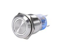 Interruptor de Botón Autoblocante con LED, Inoxidable Impermeable Interruptor 12V-24V Autoblocante 19mm LED, Interruptor de botón ON/OFF para luces LED (Blanco)