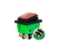 Interruptor de botón basculante KCD4 resistente al agua IP65 ON-OFF 30A interruptor de botón basculante de corriente grande Terminal de 4 pines con luz LED de tornillo(Red Light,16A250VAC)