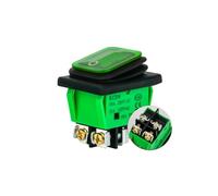 Interruptor de botón basculante KCD4 resistente al agua IP65 ON-OFF 30A interruptor de botón basculante de corriente grande Terminal de 4 pines con luz LED de tornillo(Green Light,16A250VAC)
