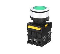 Interruptor de botón con reinicio momentáneo a prueba de agua de 30mm, interruptor de botón de encendido con bloqueo automático con luz 12V 24V 380V 1NO 1NC