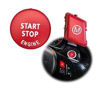 Interruptor de botón de arranque M para volante de coche para BMW Serie 3 E90 E92 E93 M3 2007-2013/1 Series E81 E82 E87 E88 2006-2011/X1 E84 2008-2015 (rojo mate)