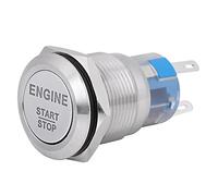 Interruptor de botón de arranque y parada del motor, Keenso 12V Coche Botón de arranque y parada del motor, vehículo universal Motor de arranque y parada Botón(Acero inoxidable plateado)